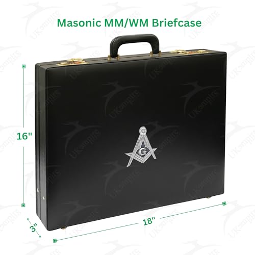 Premium Masonic Apron MM/WM Briefcase Square Compass G Silver Emblem – Freemason Regalia Hard Case & Leather Bags2