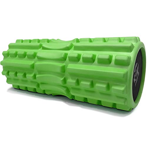 321 STRONG Foam Roller - Extra Firm High Density Deep Tissue Massager with Spinal Channel, for Muscle Massage and Myofascial Trigger Point Release, with 4K eBook - Green