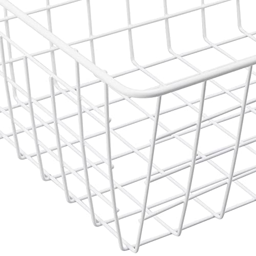 MUNGHOK 4 cestas de alambre de metal, color blanco, 28 x 22 x 12 cm, cesta de hierro blanco, cesta de almacenamiento de metal, cestas de almacenamiento de alambre para oficina, cocina, baño, armarios - imagen 3