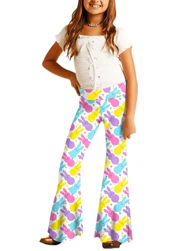 Image of Deerose Girls Halloween Hippie Bell Bottom Pants High Waist Flare Pants 5-14 Years