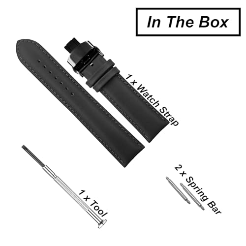 Image of DBLACK ''NAGATA3'' Leather Watch Strap with Butterfly Lock, Minimalist Design Watch Belt / / For 18mm, 20mm, 22mm, or 24mm Watch Band (Choose Your Size & Color)