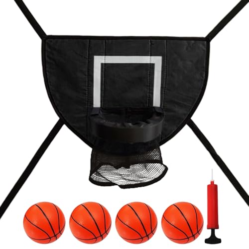 Trampolin Reifen gebogen - Verstellbarer Basketballaufsatz mit weichen Bällen und Pumpe, Fun Rebounder für Kinderspielplätze