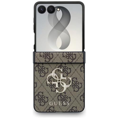 Image of CG MOBILE Guess [Official Licensed], Protective Case Designed for Galaxy Z Flip 8 | 4G PU Case with Big 4G & Classic Metal Logo - Brown