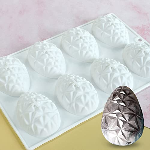 mostsom Stampo per torte in silicone a forma di uovo di Pasqua, 8 cavità, antiaderente, per cioccolatini, caramelle, cioccolato, gelatina, fondente (uovo di Pasqua F)