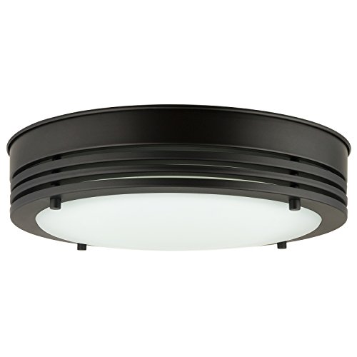 Sunlite LFX/DCO13/GL/20W/ORB/30K LED 20W Flush Mounted Glass and Oil Rubbed Bronze Lighting Fixture with 3000 Kelvin Warm White Light