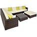 Produktbild TecTake 800222 Hochwertige Aluminium Polyrattan Lounge Sitzgruppe mit Glastisch inkl. Kissen und Klemmen - Diverse Farben - (Mixed Braun | Nr. 401816)
