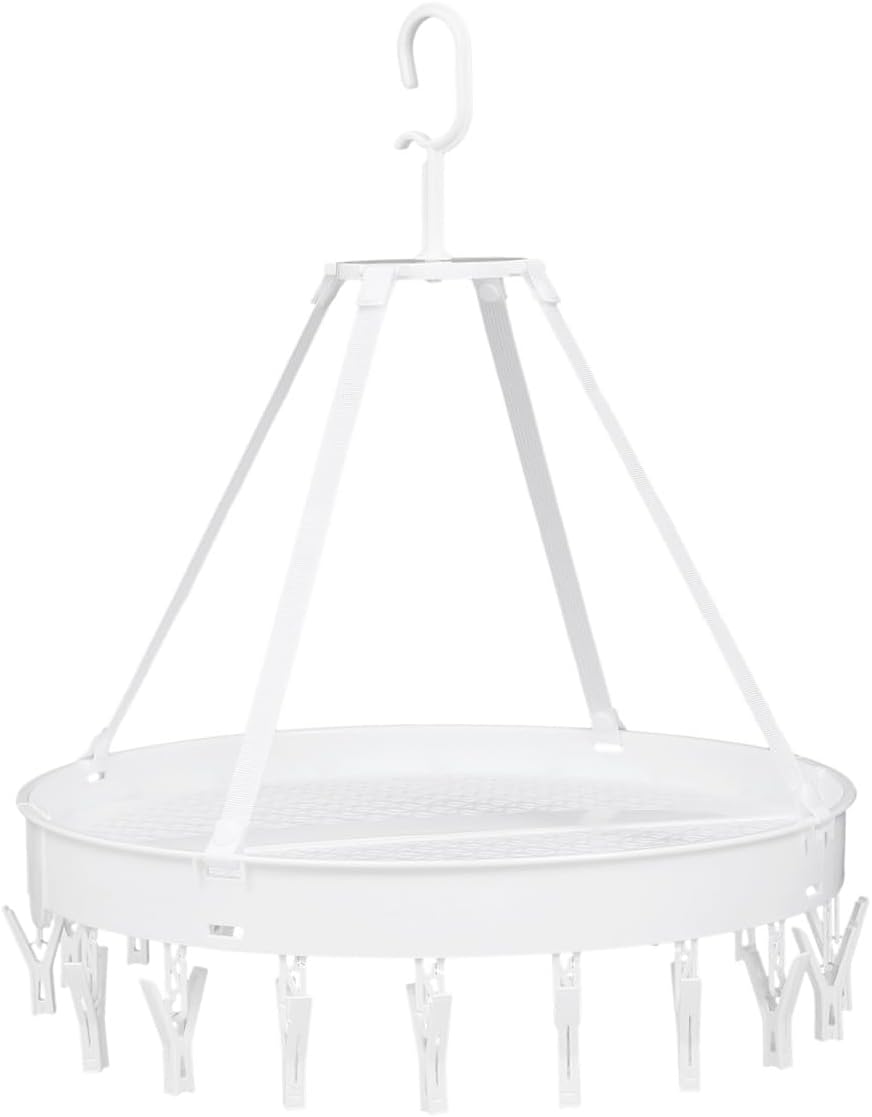 VALICLUD Foldable Multipurpose Underwear and Socks Drying Rack White Single Layer Windproof Clothes Hanger for Balcony Indoor Laundry Organization