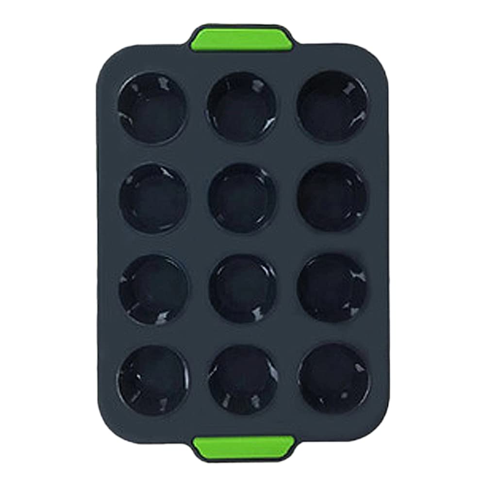CENMOO Muffin Pan, 12 Cups Nonstick Cake Molds with Grips, Dishwasher Safe Silicone Baking Tray, Nonstick Molds for Kitchen Home, Cupcakes, Making Muffins, Cakes, Tart, Fat Bombs, Eggs