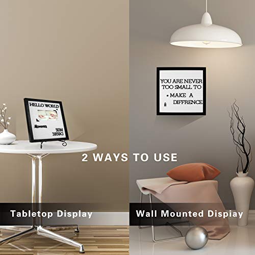 Newzealkids Changeable Letter Board 12X12 Inches, Plastic Message Board With Metal Stand, Black Characters & Photo Clips, Announcements And Menus Display.(Black & White) #TOP2