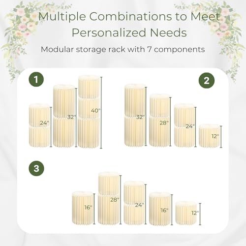 Merrifete Stacking-Block Design Cake Stands for Party, Customizable Height, Sturdy Cardboard Column with Clearance Acrylic Plate, Reusable Round Cylinder Stands for Party for Birthday, 7 PCS by Merrifete - Image 4