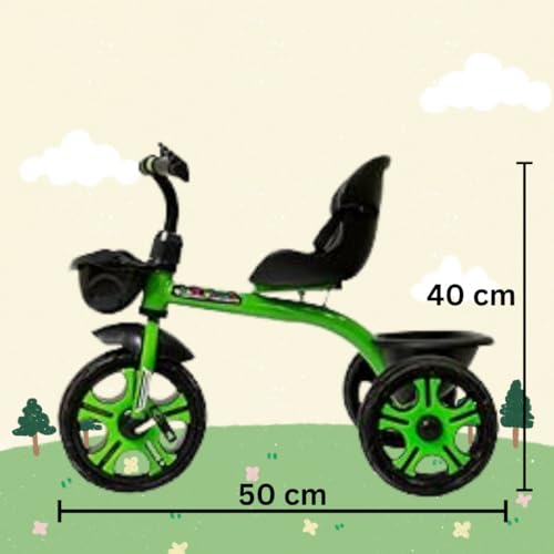 Image of Maanit Kids Tricycle with Rear & Front Basket | Comfortable Cushioned Seat with Safety Belt | Baby Trike for Boys & Girls Ages 2 to 4 Years | Sturdy & Safe Tricycle