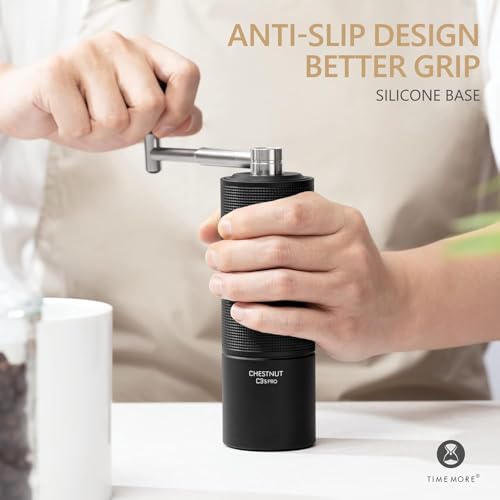 Image of TIMEMORE Chestnut C3S PRO Manual Coffee Grinder - Compact with Foldable Handle, Adjustable Stainless Steel S2C Conical Burr for Espresso, French Press & More, Portable Coffee Grinder (Black)