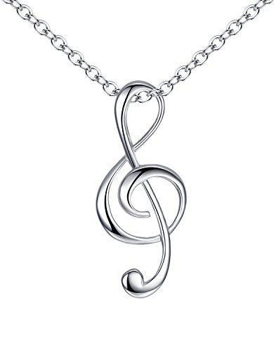 Aoiy, collier en maillons doté d'un pendentif en forme de clé de sol en argent sterling orné de zircones cubiques pour femme et fille avec une chaîne de 45...