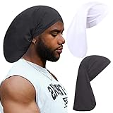 Leeven 2個 ユニ ボンネット スリープキャップ ドレッドロック アクセサリー ロングヘア ドレッド ヘッドラップ スリープキャップ ヘアドレッド ボンネット メンズ レディース ブラック ホワイト