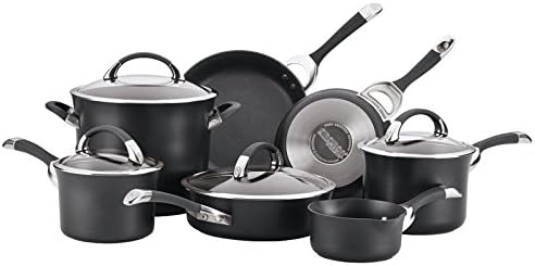 Pemberly Row 11 Piece Nonstick Cookware Set in Black