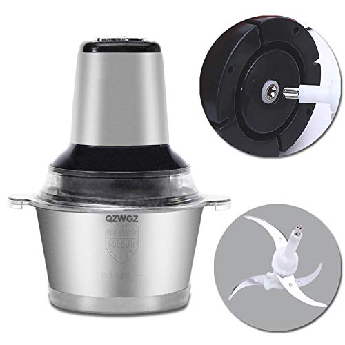 QZWGZ Multi-function 2 Speeds cutter 220V Food Processor, Electric Chopper with 3L Stainless Steel Bowl, Meat Grinder ，Vegetables, Fruits and Nuts, 2 Bi-Level Blades, 300W (3L)