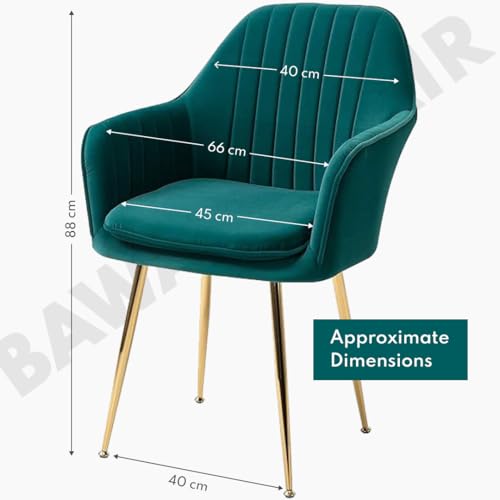 Image of Velvet Chair for Home | Modern Accent Armchair in Soft Velvet Fabric with Golden Legs | Set of 2 Premium Accent Chair for Living Room Bedroom Restaurent | (Green sea, Standard)