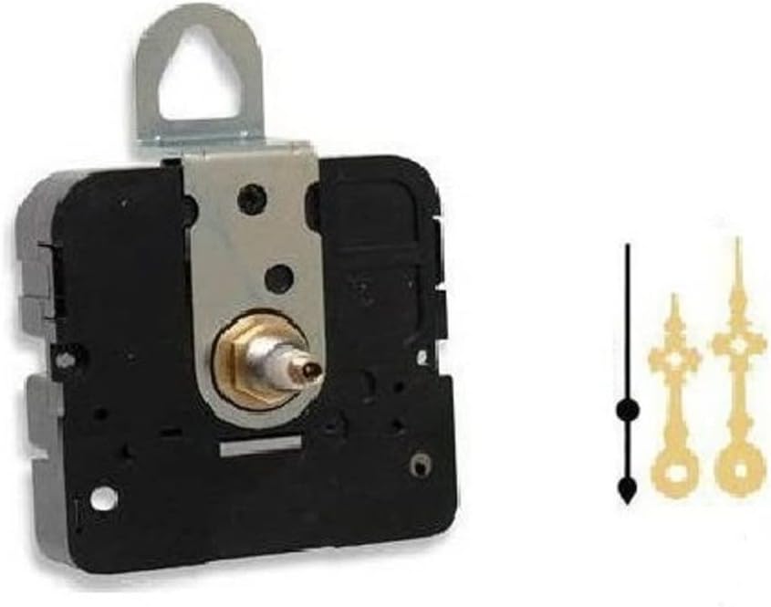 Clock Movement Mechanism, Choose Your Hands and Size, USA Made (1/4" Threaded Shaft, A Hands with Black Second Hand)