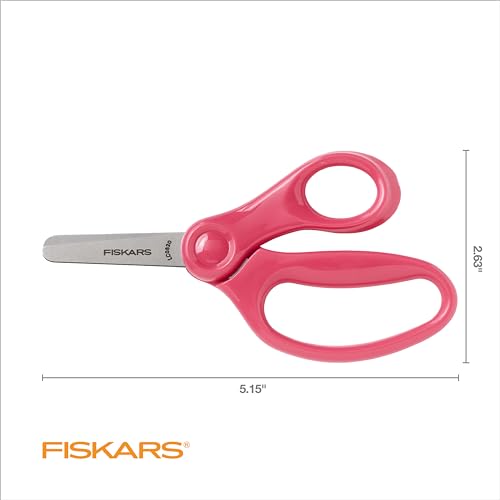 Fiskars 5" Kids Blunt-Tip Safety Scissors, Ages 4-7, Pink | Scissors with Safety Edge Blades for School or Crafting, Ergonomic Handles Designed for Kids Hands, Back to School Supplies - image 8