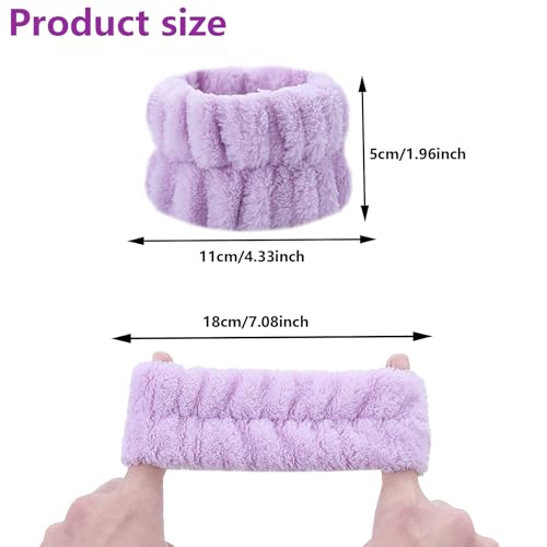 Wrist Bands to Wash Face,8 Pieces Absorbent Wrist Towels,Soft Spa Wrist Washband Face Wash Wristband, Makeup Skincare Yoga Sport Prevent Water Spilling Down Arm(Blue/Purple/White/Pink) - Image 3
