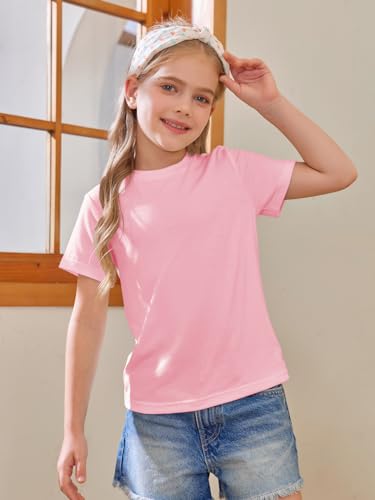 Image of Girls Short Sleeve T Shirts Kids Summer Tops Crewneck Tees 5-14 Years