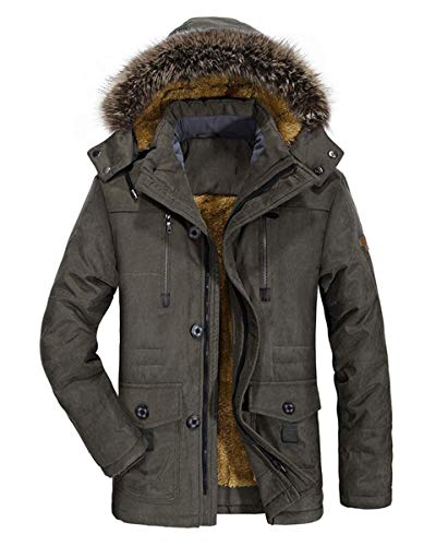 Image of PRIJOUHE Men's Winter Coats Down Jackets Outerwear Long Cotton Coat Men Thick Warm Fur Jacket Coat Overcoat