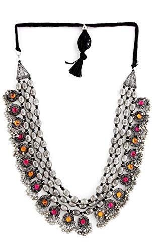 Zukhruf Afghani Oxidised German Silver Jewellery Antique 3 Layer Multi Necklace Set for Women & Girls (B08Z5RHB7P) Amazon Price History, Amazon Price Tracker