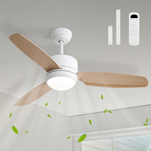 Sofucor 117 cm Ventilador de Techo con Luz, 6 Velocidades, Mando, Temporizador, Motor DC, LED Silencioso Ventilador Techo con Lampara para Dormitorio Salon