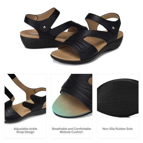 SHIBEVER Wedge Sandals for Women Dressy: Summer Low Wedges 2025 Platform Walking Comfortable Ankle Strap Womens Shoes4