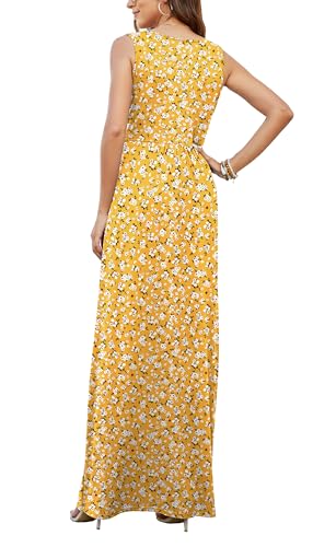 Image of AUSELILY Maxi Dresses for Women Summer Casual Sleeveless V Neck Wrap Dress | Sleeveless Long maxi dress with wrap V neck & side pockets, for formal cocktail, beach & casual daily wear