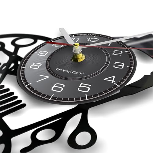 Horloge murale LED de coiffure silencieuse avec ciseaux et peigne - 7