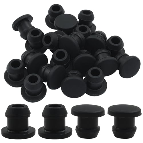 Image of 20 Pcs 6 mm Silicone Plugs Waterproof Stoppers, Black Round Rubber Plugs for Round Holes