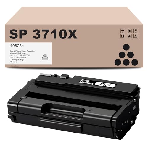 Junnchee SP 3710X SP 3710DN Toner Cartridge 408284 Replacement for Ricoh SP 3710X SP 3710DN Toner for SP 3710X 3710DN SP3710X SP3710DN Print Cartridge (1-Pack, Black)