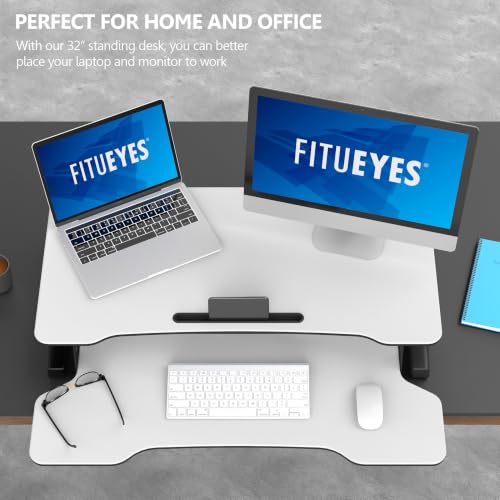 Image of FITUEYES Height Adjustable Standing Desk 32 inch Wide Sit to Stand Converter