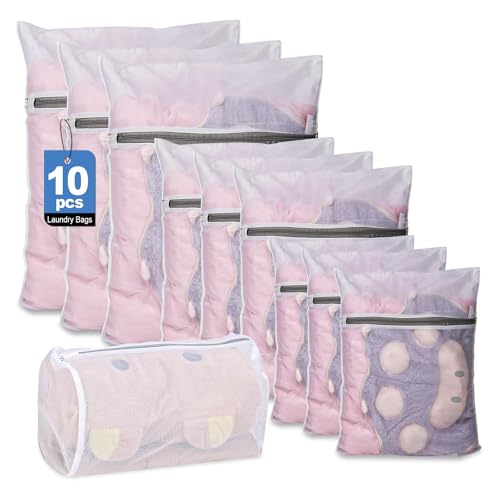 Image of CXYARY 10PCS Mesh Laundry Bags for Delicates, 4 Sizes Laundry Bag Mesh Wash Bags With Premium Zipper, Durable Lingerie Wash Bag, Travel Laundry Bag (3 Large, 3 Medium, 3 Small, 1 Cylinder)