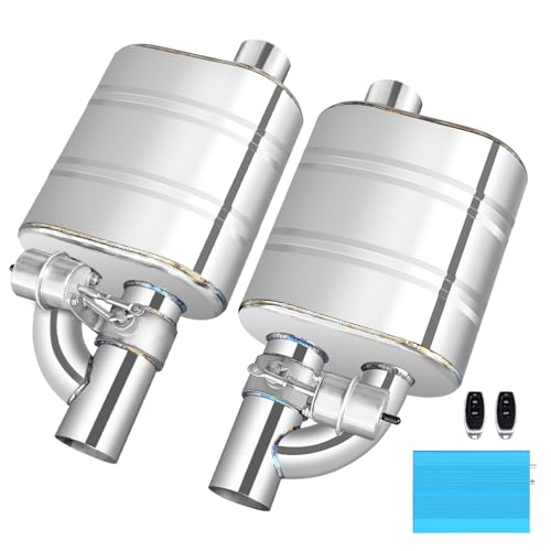 2.5 Inch Valved Muffler Exhaust Cutout with Muffler Cat Back Exhaust System Kit (2pcs)