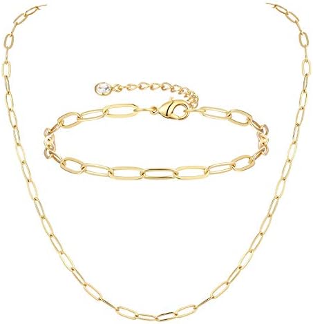 YANODA Chain Necklace Bracelets Set for 