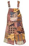 Superbe combinaison patchwork aérée avec deux poches latérales, une sur le bavoir et deux sur les fesses