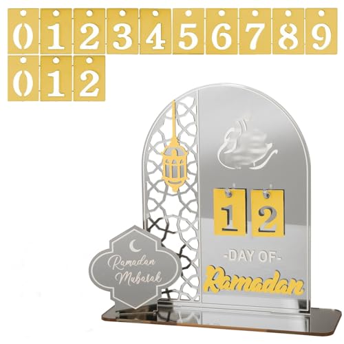 Calendario Ramadan Decoración Ramadan,Acrílico Ramadan Calendario 30 Días Hasta Eid Diy Calendario Ramadán Eid Mubarak Ramadan Decoraciones Inicio Para Fiestas Decoraciones Regalos Plata