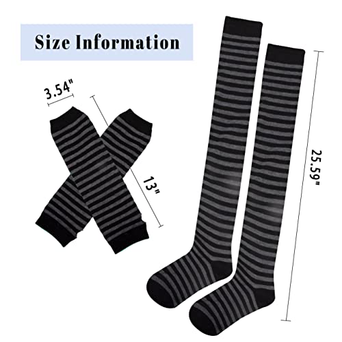 Image of Over Knee Rainbow Thigh High Socks Cosplay Accessories for Women Fashion Wild Long Striped Leg warmers