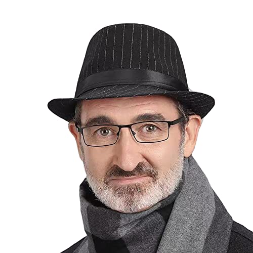 Image of Felt Trilby Fedora Hat Short Brim Panama Jazz Hat 20s Bowler Gatsby Cap for Men Women