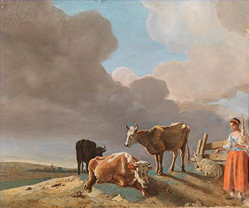 Peintures sur toile et tableaux paysages célèbres à l'huile avec vaches et moutons