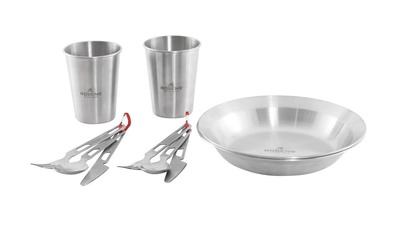 Robens Sierra Steel Meal Set ×2 Komplettes Service, Edelstahl, für Erwachsene, Uni, mehrfarbig, Einheitsgröße