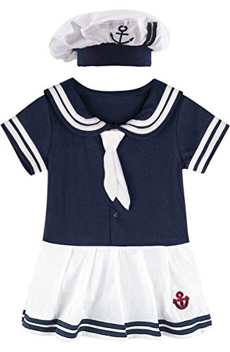 MOMBEBE COSLAND Body Bebé Disfraz Marinera Niña Vestido Algodón (Marinero 3, 12-18 Meses)