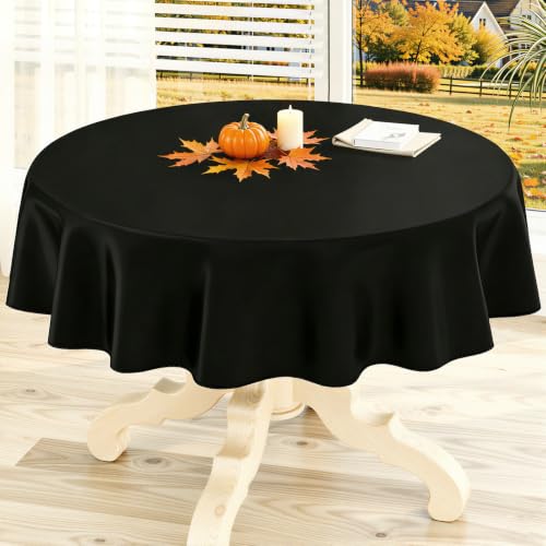 homing Round Black Vinyl Waterproof Tablecloth with Flannel Backed