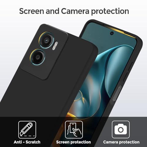 Image of SBMS Silicone Back Cover Case for Motorola Moto G05 | Soft Micro-Fibre Lining Inside | Camera Protection Bump | Shockproof Back Cover Case for Motorola Moto G05 (Black)