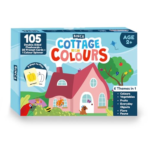 Image of Cottage of Colours, Flash Cards for Toddlers, Educational Montessori Toys, Preschool Learning with a Color Wheel Spinner, Explore Fruits, Vegetables, Bugs Birthday Gifts for Kids 2,3,4 Years