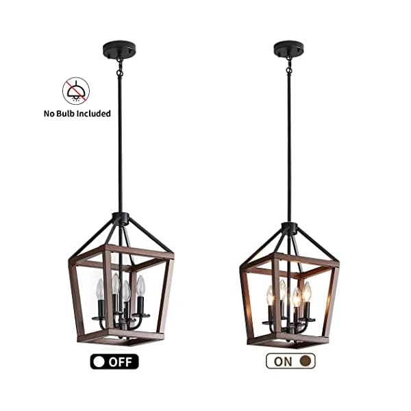 Farmhouse orb metal chandelier4 light vintage handmade rustic wood pendant hanging light fixture for kitchen island dining room living room bedroom foyer hallway  urban country home decor
