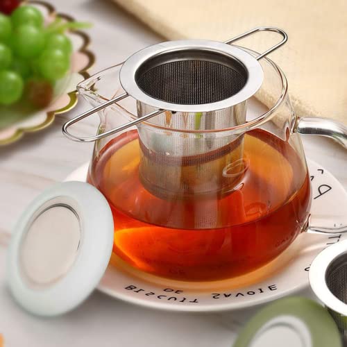Teesieb, Tea Infuser 304 Rostfreiem Edelstahl Teefilter mit Faltbare Griffe und Deckel Teefilter für Losen Tee (A-2PCS)