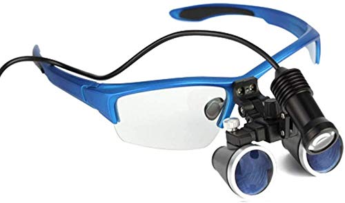 Lupa de cirugía dental de 3,5 x 420 mm, lupa binocular, lupa de diadema manos libres, con faros LED, con práctico estuche de transporte, para pasatiempos, electricistas, joyeros, costura, manualidades